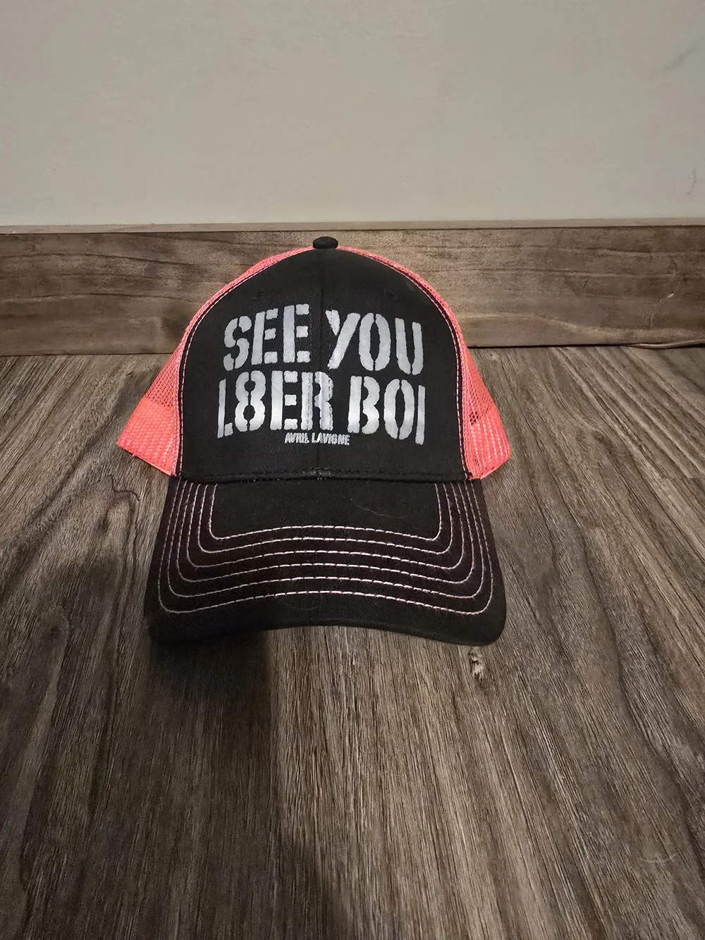 See You L8ER BOI Black & Pink Trucker Hat